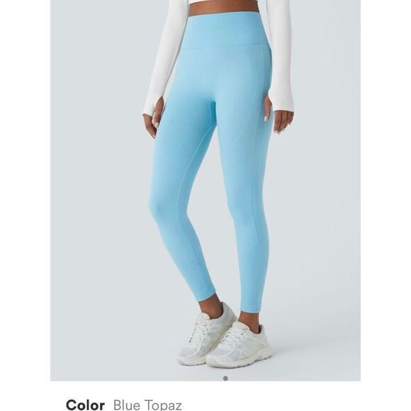 New Halara Women XS 7/8 Seamless Flow High Waisted Butt Lifting Leggings Topaz A - Picture 5 of 12